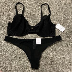 NWT Auden Black Underwire Bra and Thong Set